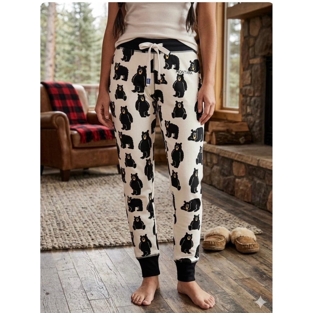 NWT Lazy One Mama Bear Comfy PJ Legging Montana Black Bear Print Pajama Pants